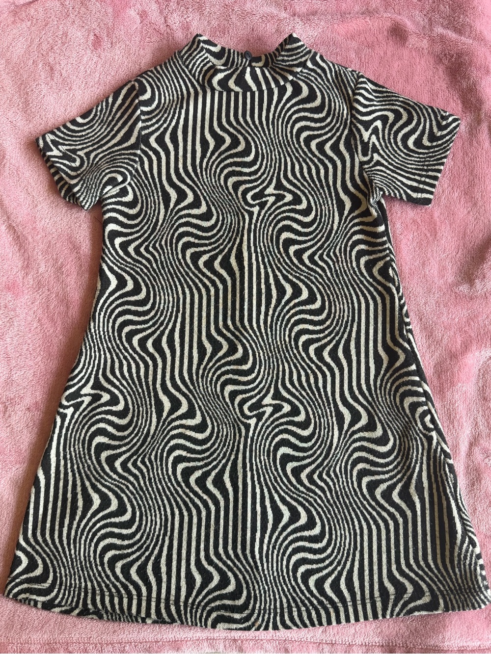 Zara Black and White Wave-Stripe Knit Dress